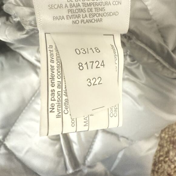 Lauren Ralph Lauren Womens Medium Quilted Puffer Jacket Gray Faux Leather Trim - Picture 13 of 14